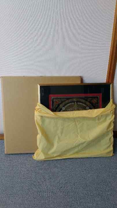 値下げ　チベット種字曼陀羅　赤　肉筆