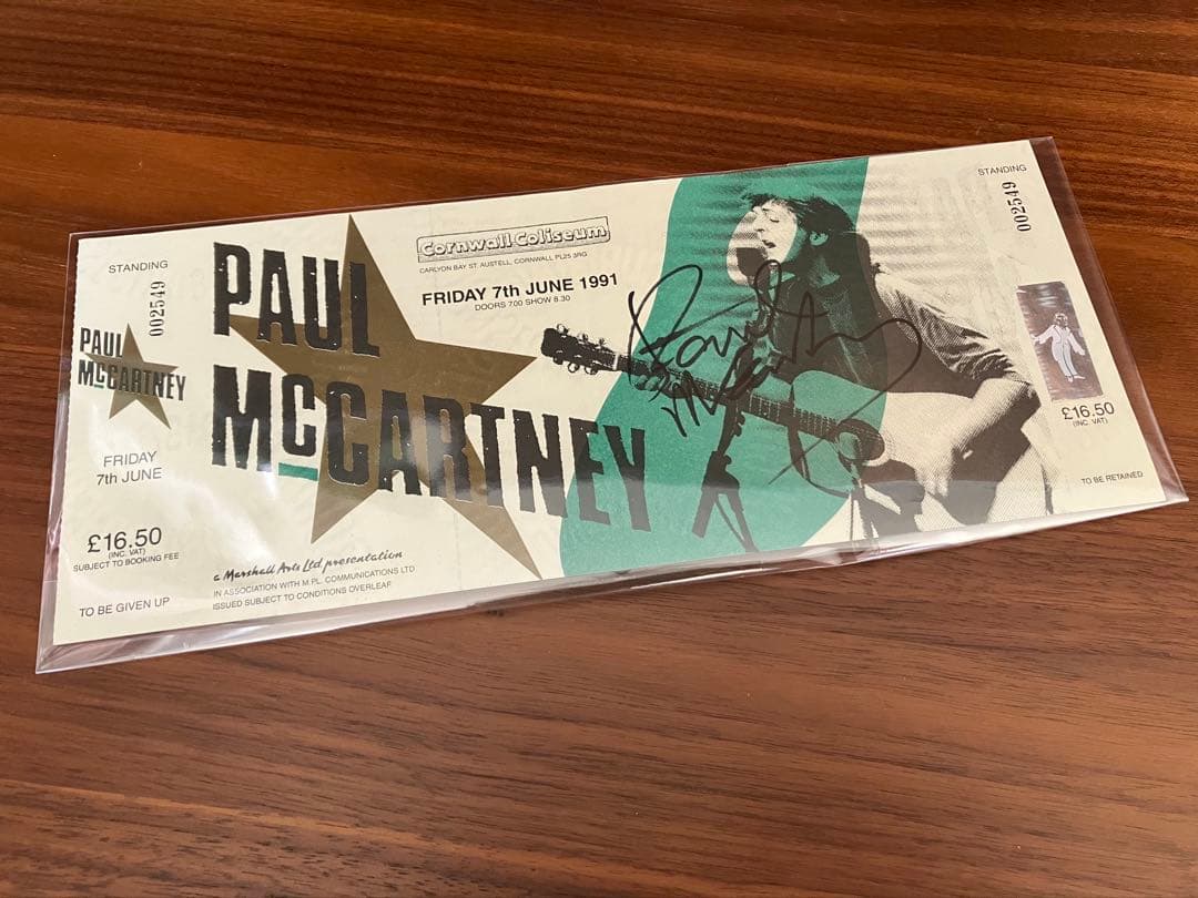 ポール・マッカートニー 1991年コンサートチケット サイン入り Beatles
