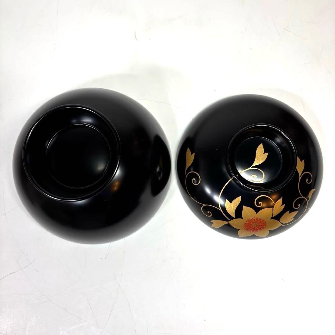 【未使用】　輪島塗　鉄仙蒔絵付 吸物椀五客　木箱付 送料無料