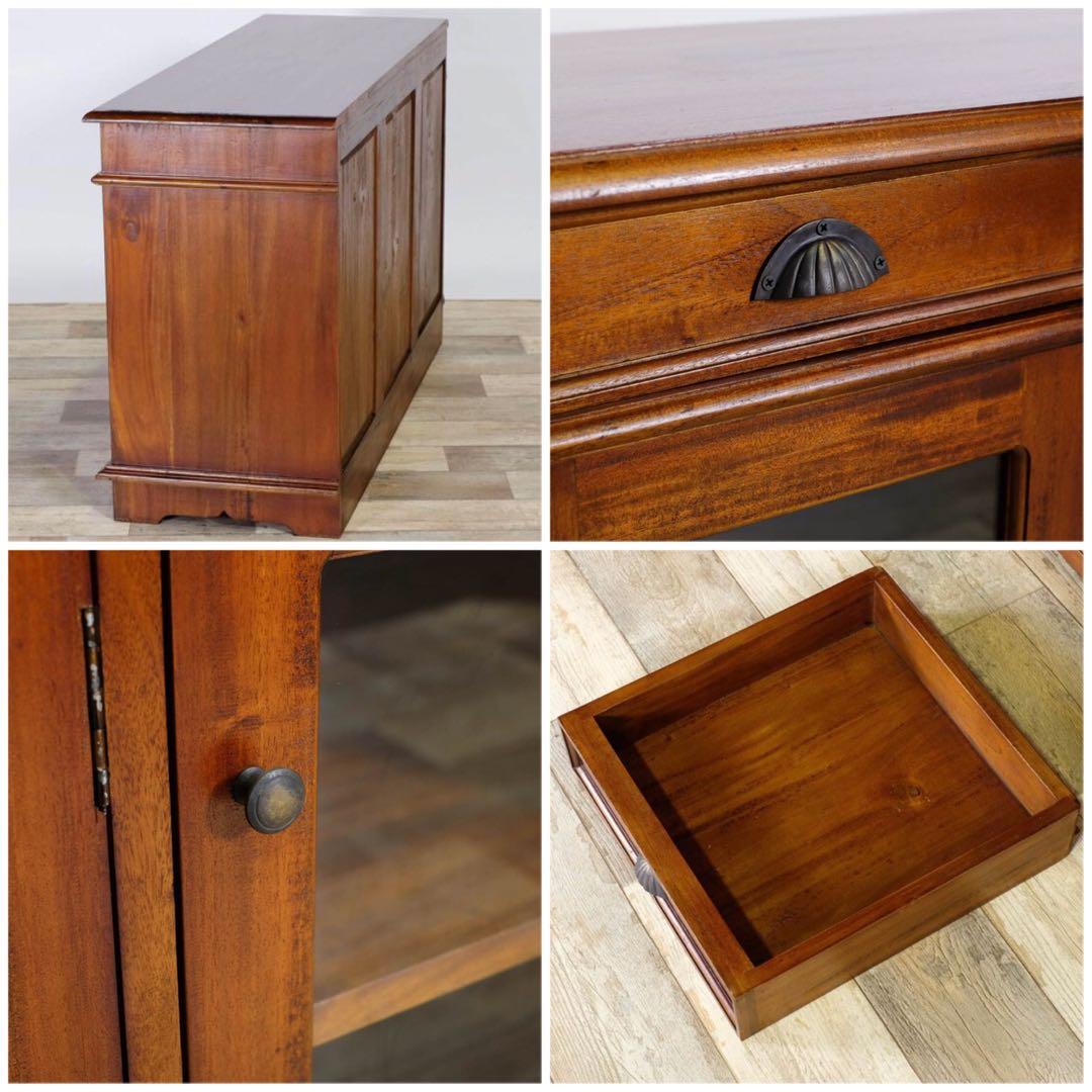 G 新品 アジアン キャビネット アンティーク カフェ カントリー 食器棚 本棚