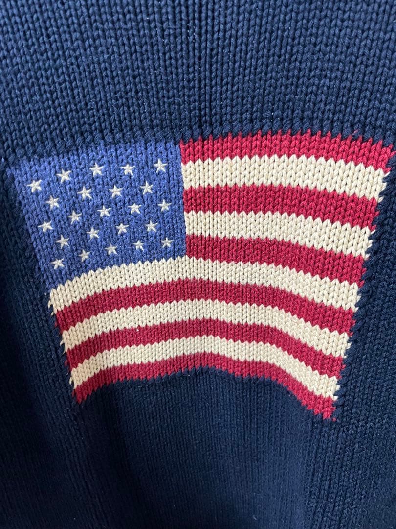 即*れ様 RALPH LAURENアメリカ国旗刺繍 ニットセーター