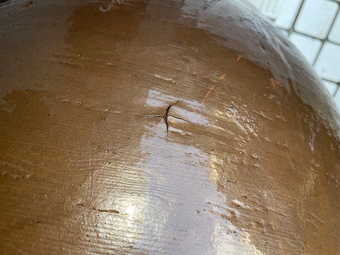 送料無料 特大 骨董 睡蓮鉢 メダカ鉢 水鉢 庭園インテリア　陶器 壺 かめ