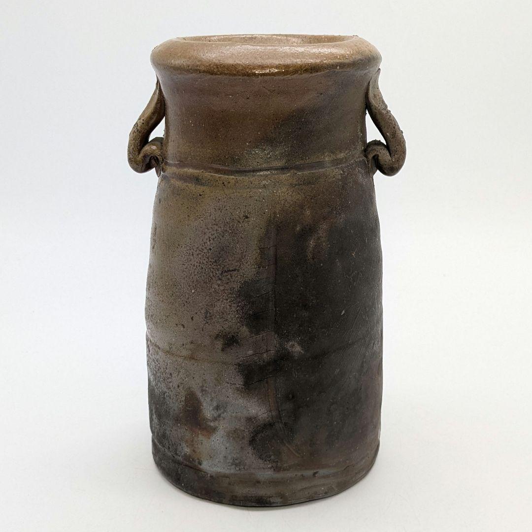 伝統工芸士 乗松俊行 備前焼 耳付矢筈口花入 花瓶 花器 フラワーベース 置物