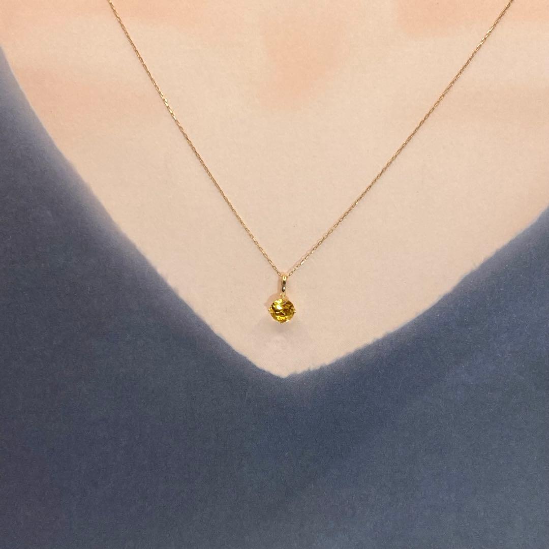 K18 18キン 18k 18金 5mm 天然石　シトリン　ペンダント　トップ