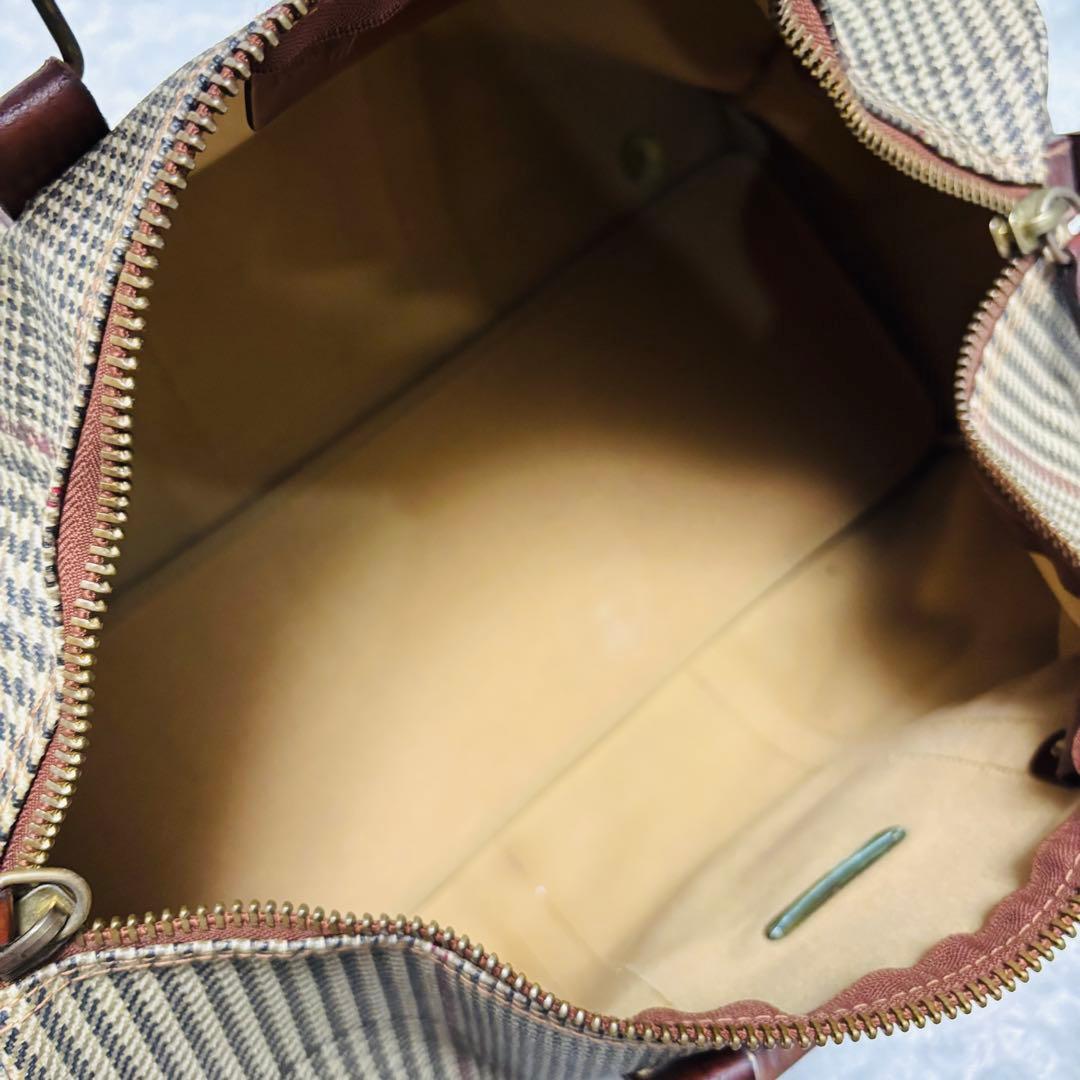 希少 ポロ ラルフローレン レザー ボストンバッグ 千鳥柄 2way 大容量