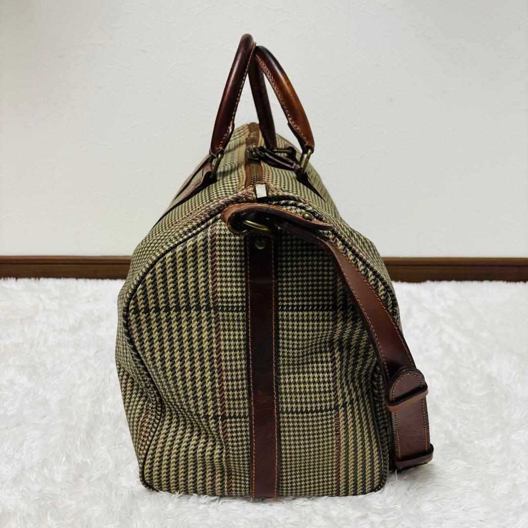 希少 ポロ ラルフローレン レザー ボストンバッグ 千鳥柄 2way 大容量