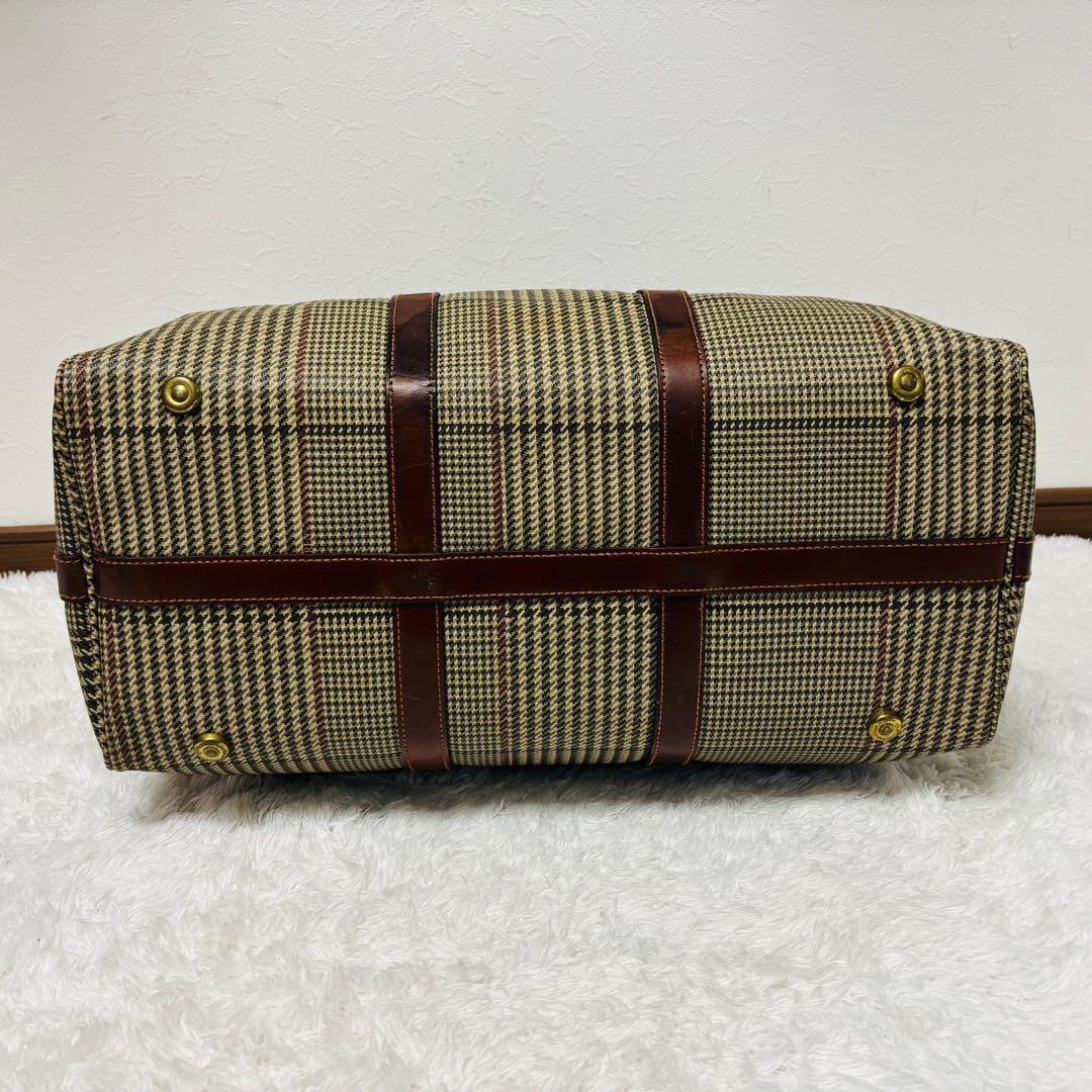 希少 ポロ ラルフローレン レザー ボストンバッグ 千鳥柄 2way 大容量