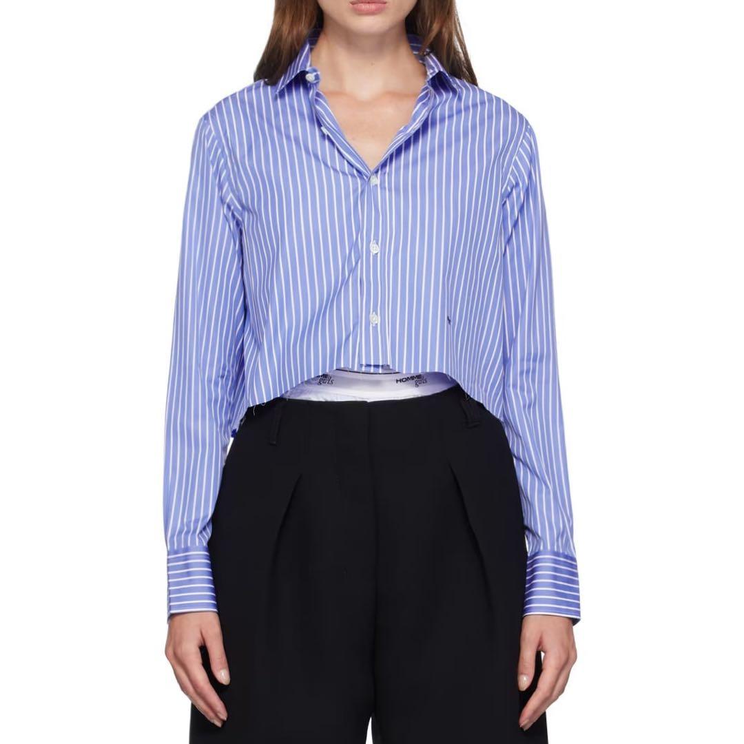 トップス CROPPED SHIRT CLASSIC STRIPE hommegirls