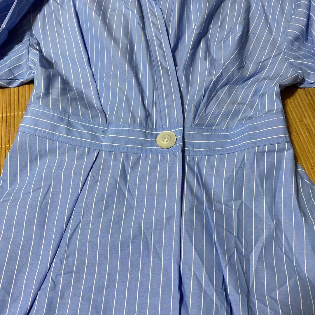 青と白のストライプ ワンピース