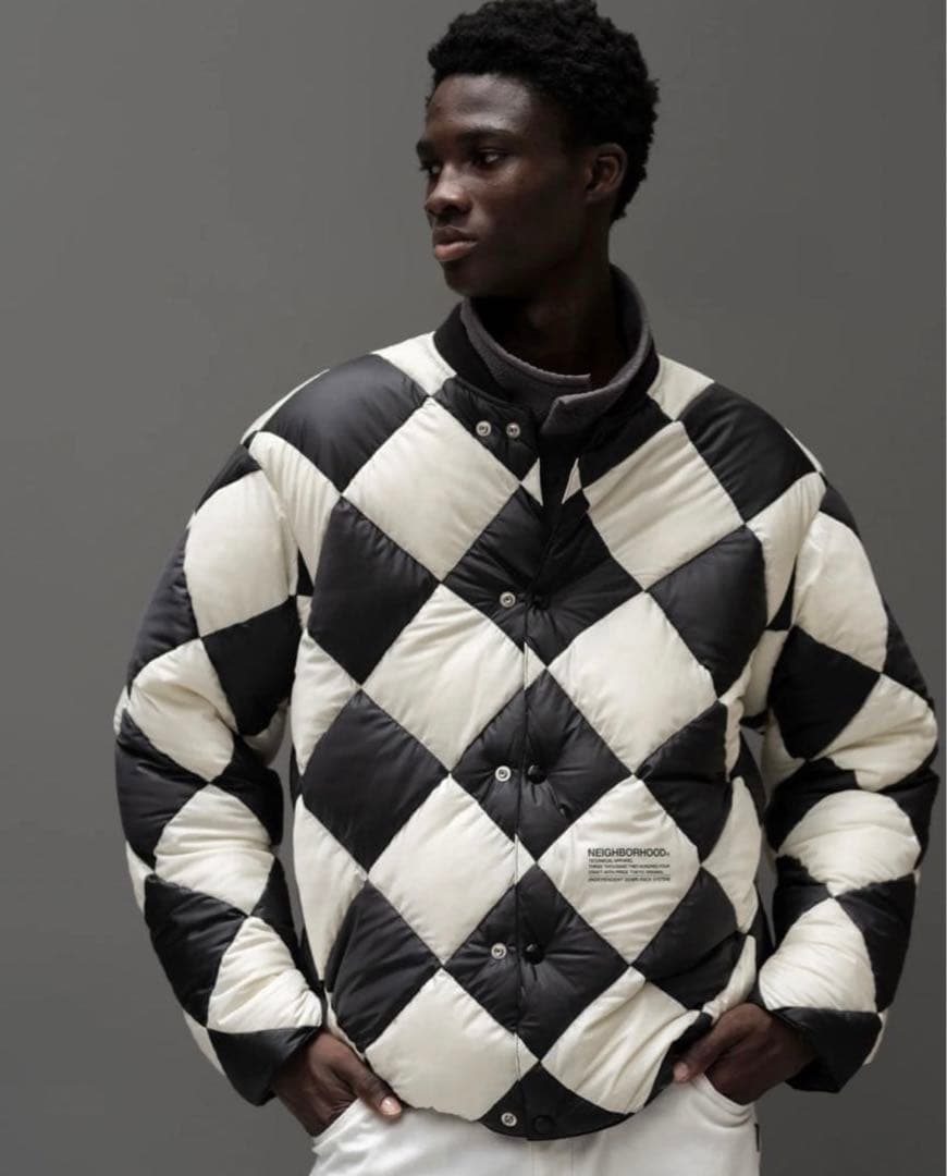 ジャケット・アウター NEIGHBORHOOD CHECKER DOWN JACKET L WHITE