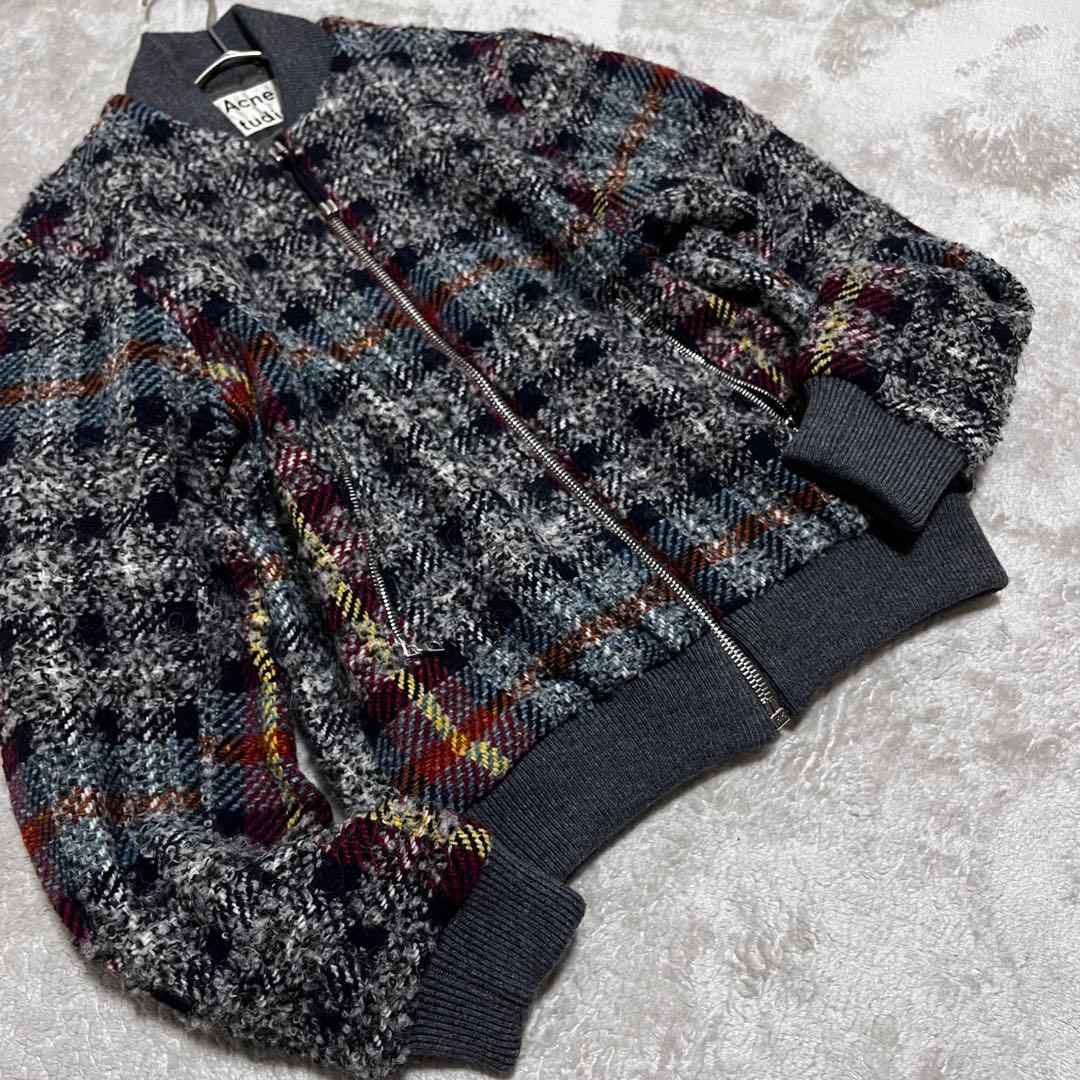 極美品　アクネステュディオス　ツイード　チェック　ブルゾン　MA1 ジャケット