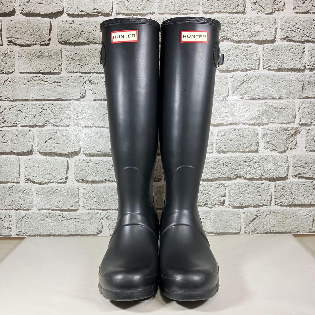 【試着程度】HUNTER レインブーツ 黒 ロング ラバー レディース UK6