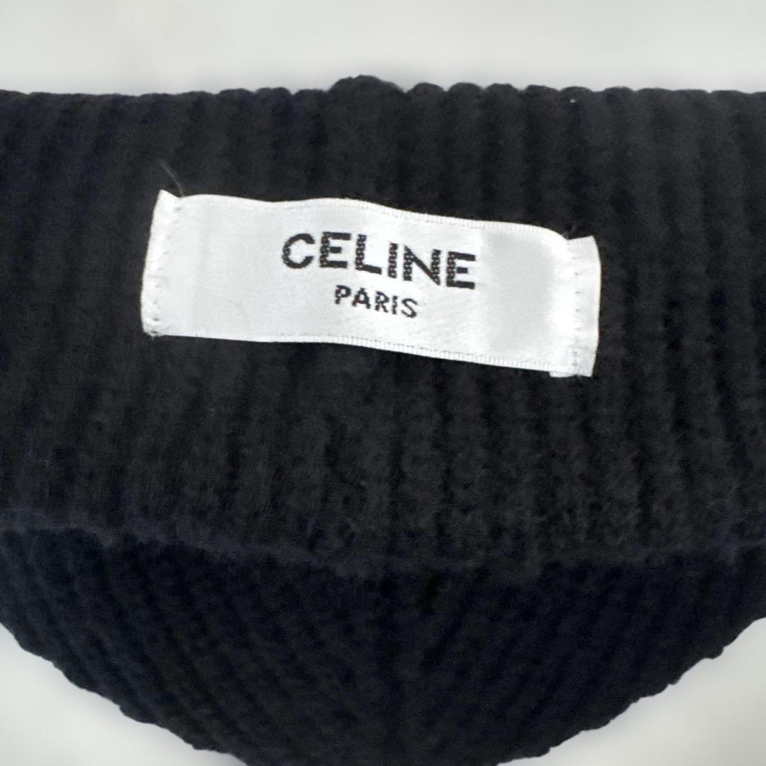 CELINE ブラック ニット帽　ほぼ未使用品　正規品