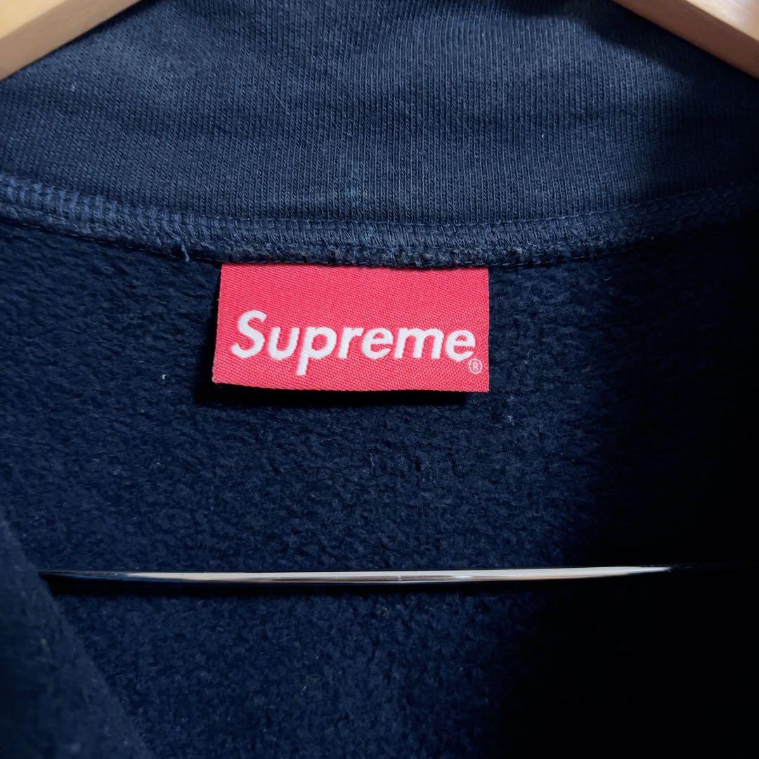 シュプリーム 刺繍ロゴ レオパード ハーフジップスウェット