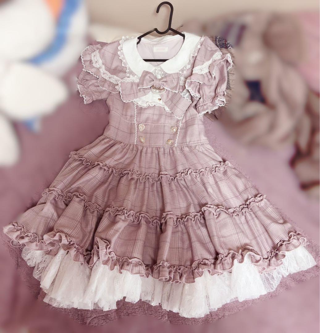 最終値下LIZLISA チェックリボンケープワンピース