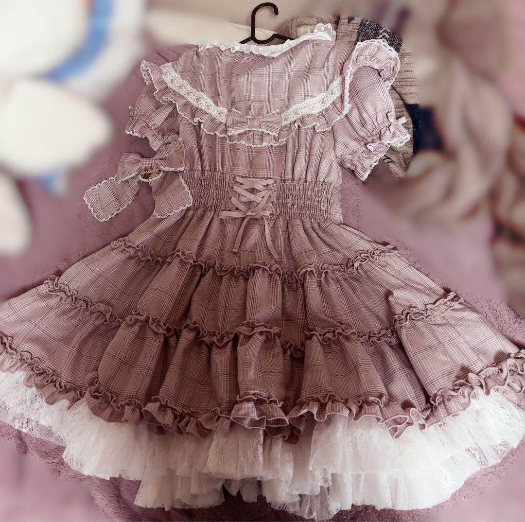 最終値下LIZLISA チェックリボンケープワンピース