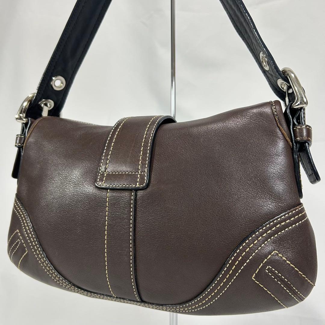 【極美品】コーチ 10188 ソーホー スモールフラップ ワンハンドバッグ 茶