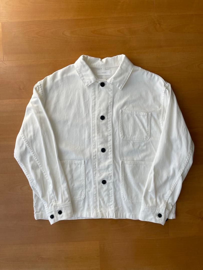 美品　かぐれ　デニムカバーオール　デニムジャケット　ホワイト　サイズ1