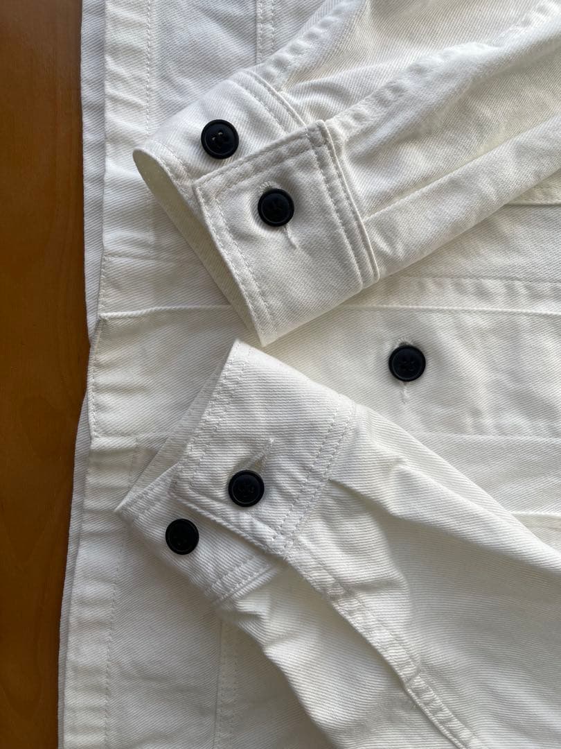 美品　かぐれ　デニムカバーオール　デニムジャケット　ホワイト　サイズ1