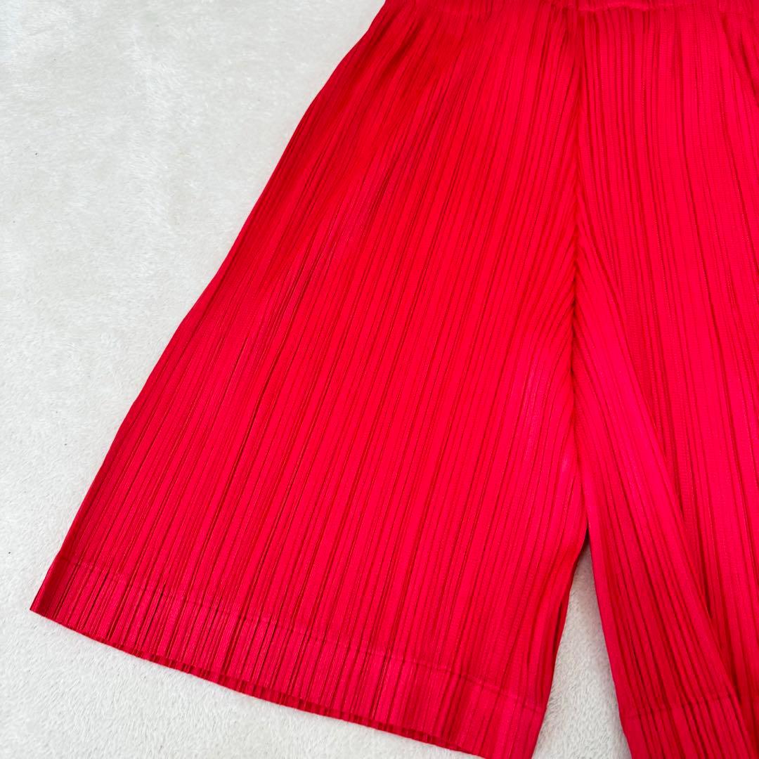 極美品✨PLEATS PLEASE プリーツ　ショートパンツ　レッド　サイズ3