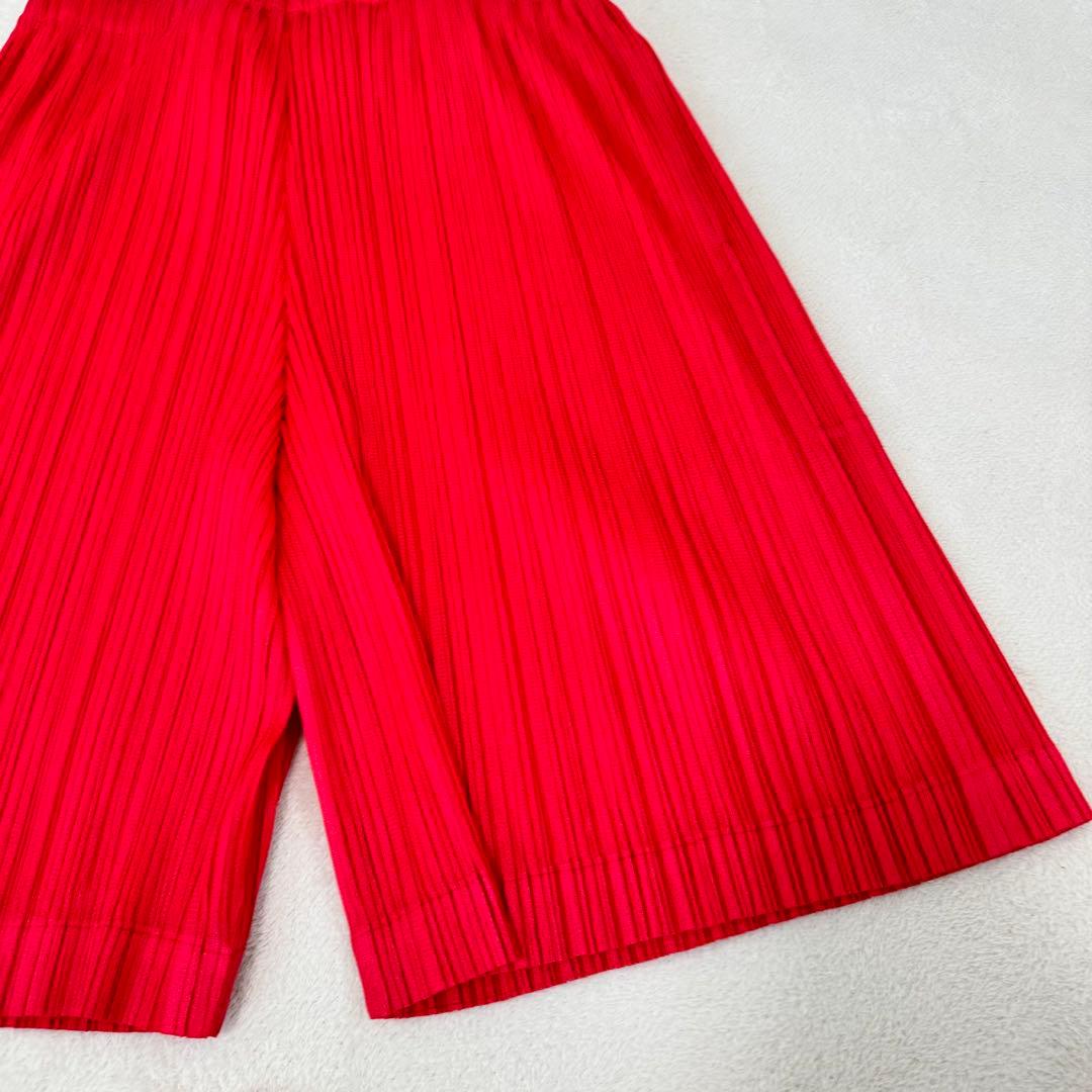 極美品✨PLEATS PLEASE プリーツ　ショートパンツ　レッド　サイズ3