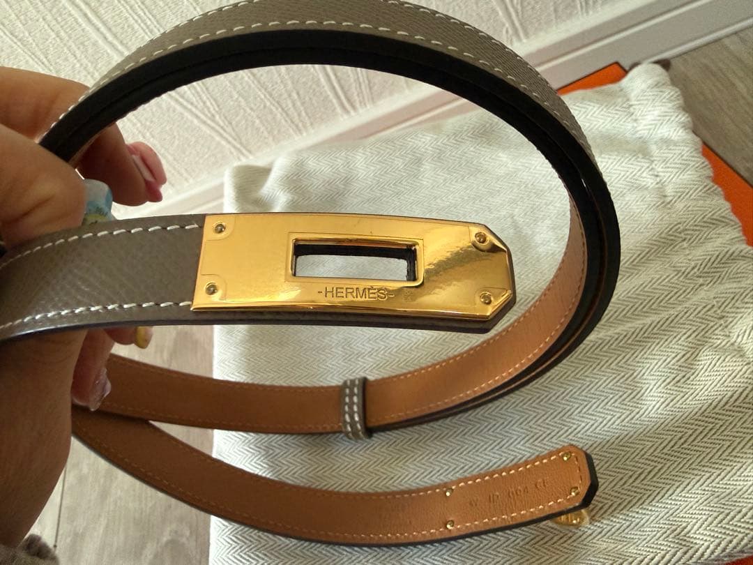 HERMES ケリーベルト エトゥープゴールド　W刻印