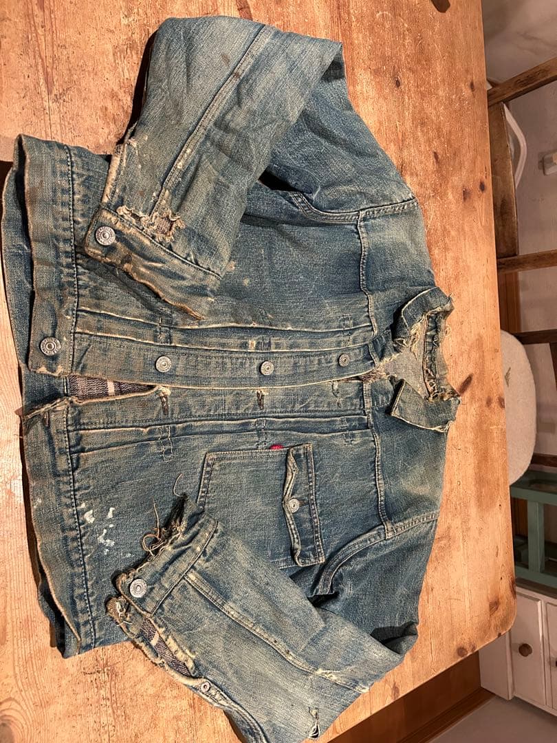 ダメージ加工 デニムジャケット ライトブルー