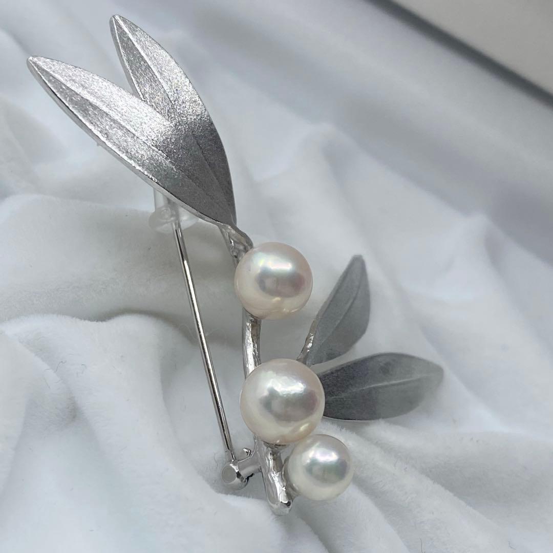 【新品】あこや真珠 艶々のテリ SILVERブローチ 卒業式 入学式