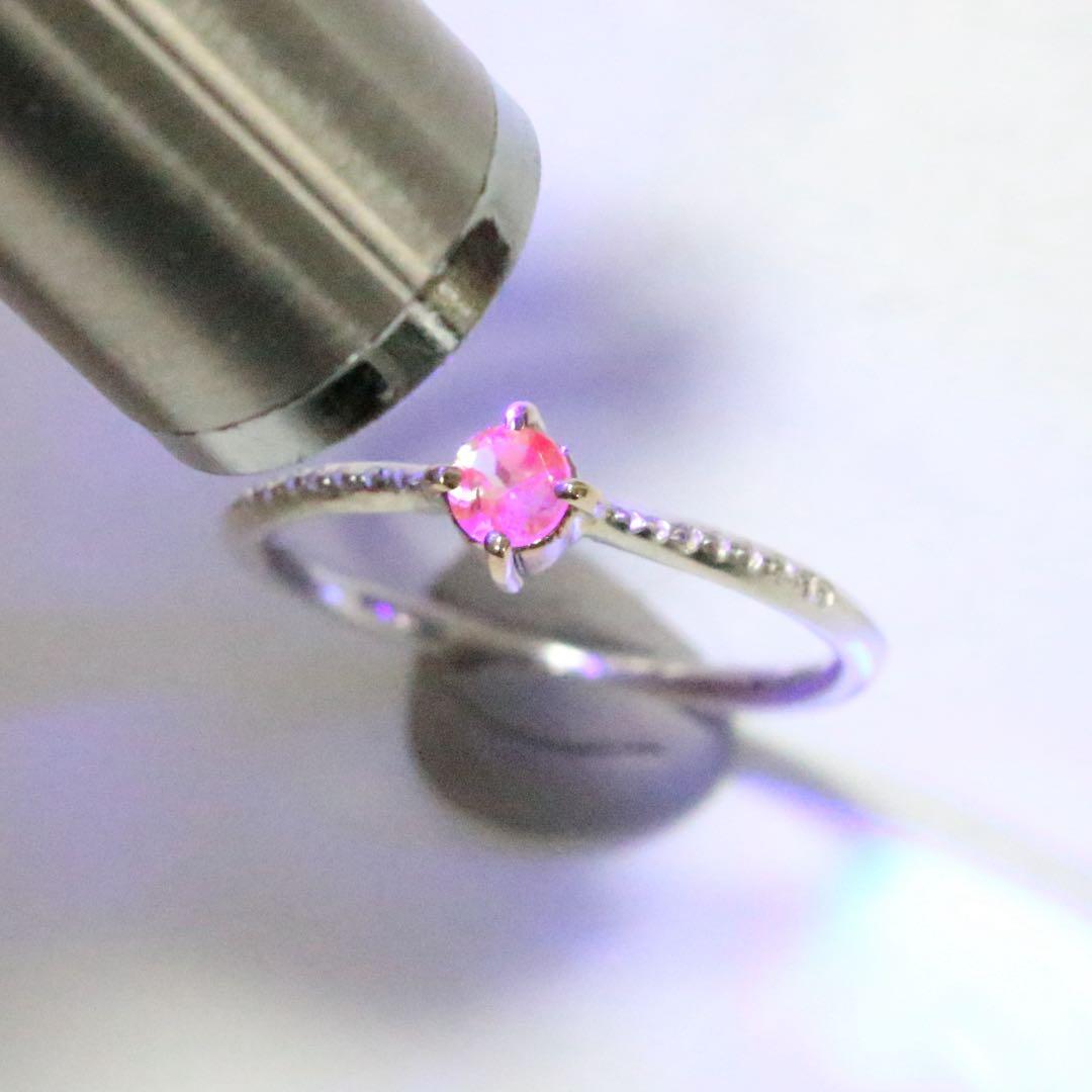 強蛍光！希少なバナジウムクリソベリル！K10枠と小ワッカのシルバーリング約10号