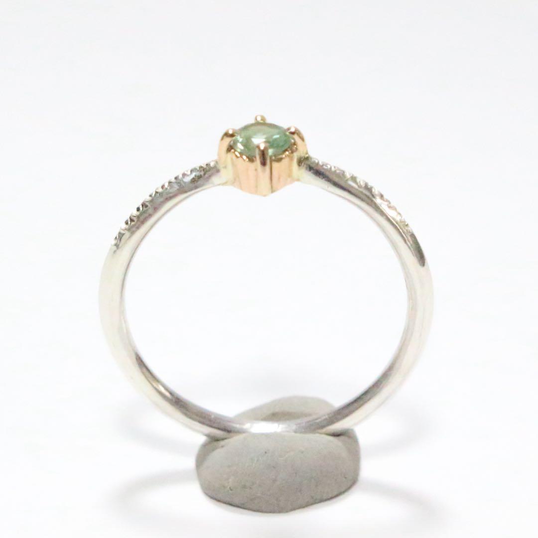 強蛍光！希少なバナジウムクリソベリル！K10枠と小ワッカのシルバーリング約10号