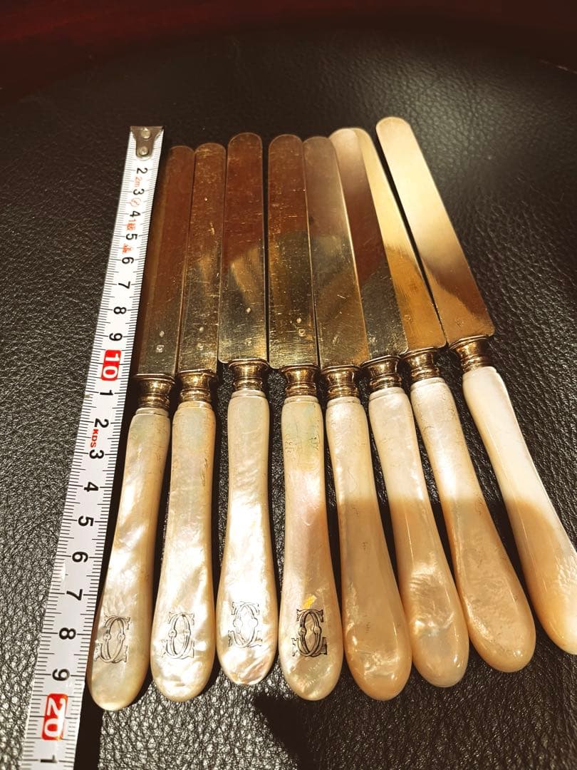 フランス銀器　白蝶貝　ハンドル　純銀950 ヴェルメイユ製　デザートナイフ