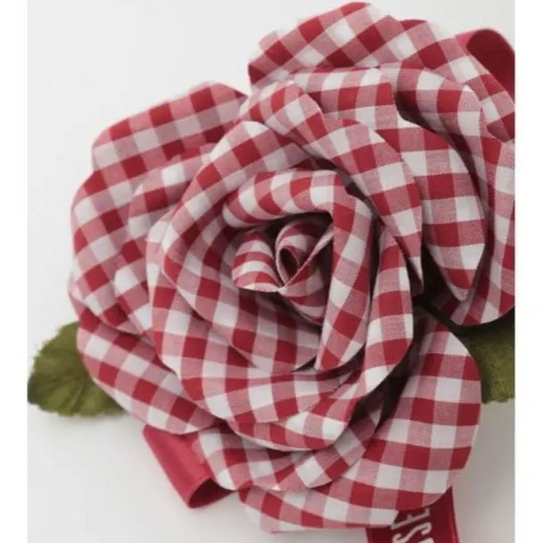 ピンクハウス　ギンガムチェックローズコサージュ　新品未使用　pinkhouse