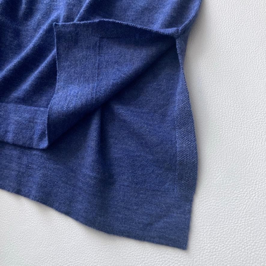 【Kari】ミズイロインド　ニットスタンドカラーシャツワンピース ブルー