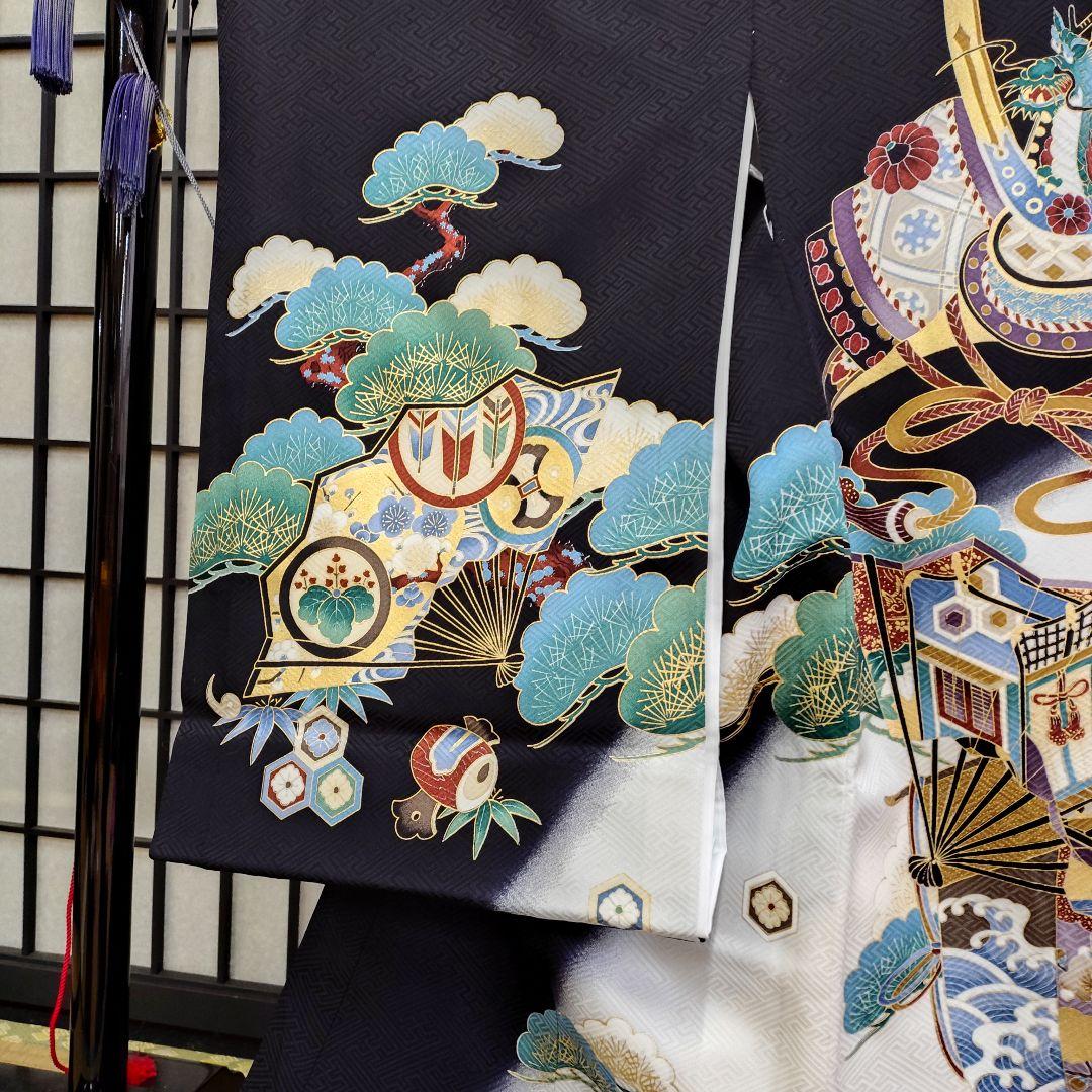 おしゃれで粋な男のお子さま宮参り山着物在庫処分013