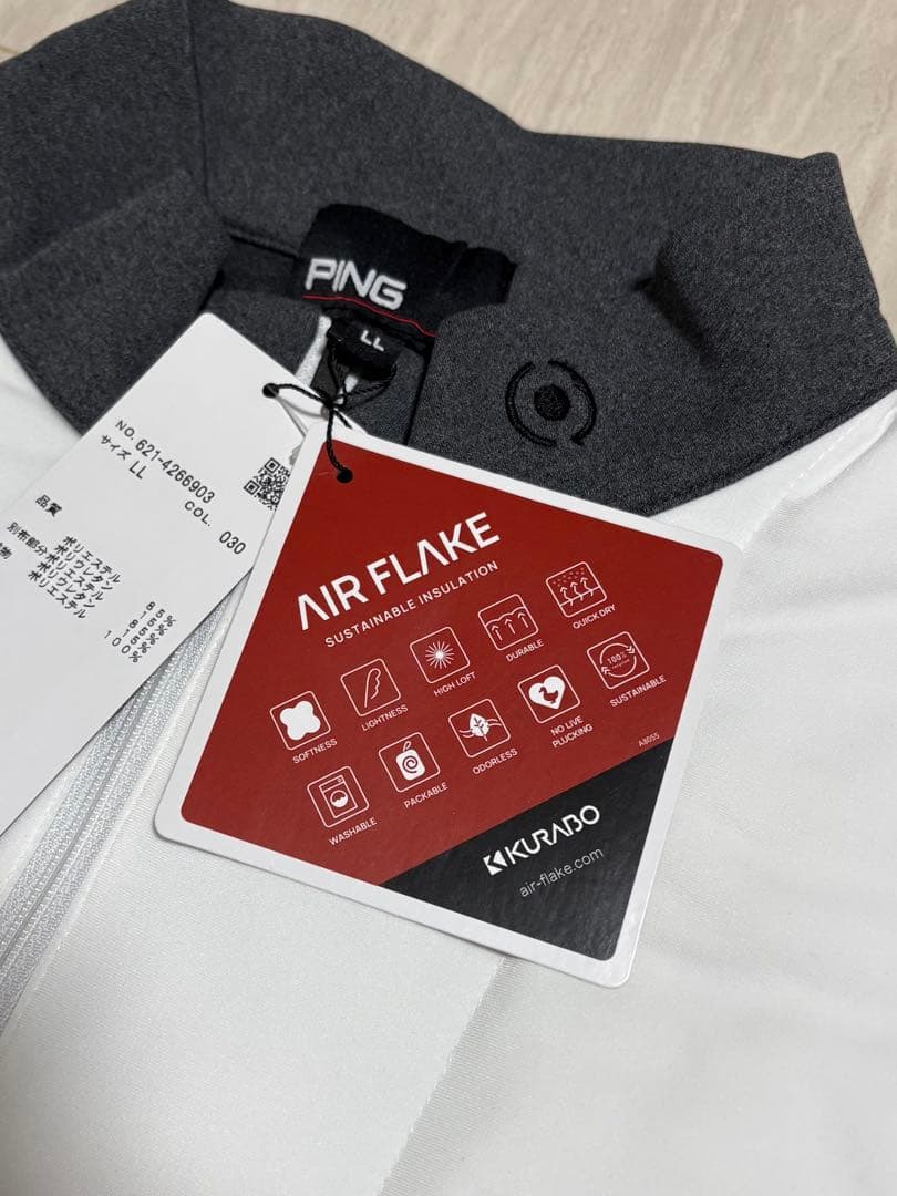 【新品・タグ付き】PINGハーフジップゴルフウェア　ホワイト×グレー LLサイズ