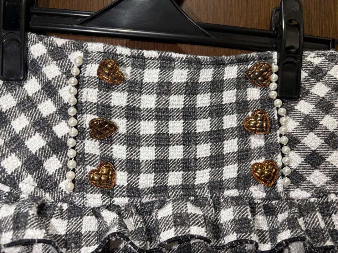 LIZLISA ギンガムツイードサスペンダー付スカパン