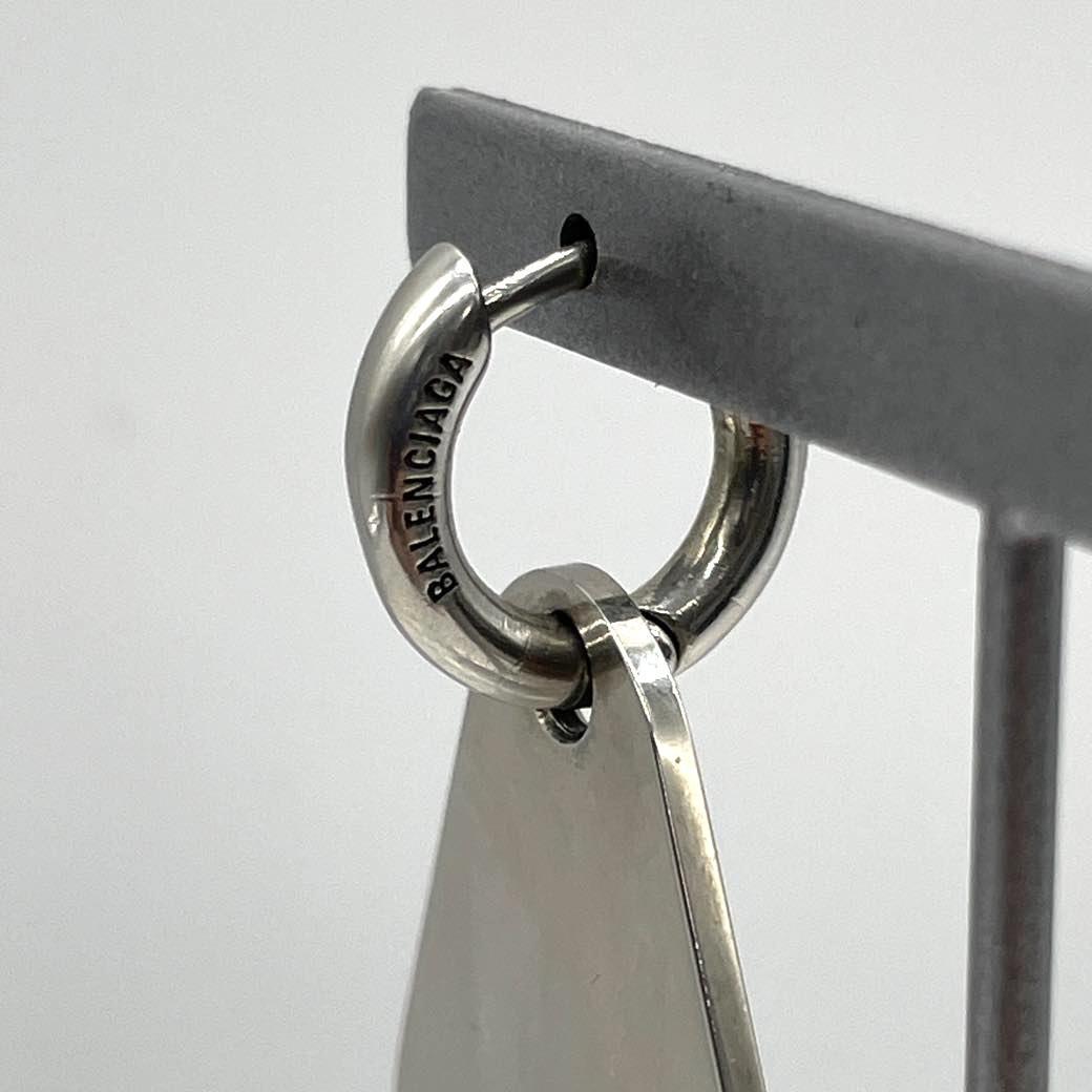 バレンシアガ 23SS ロゴフープ スターリングシルバー ピアス 片耳