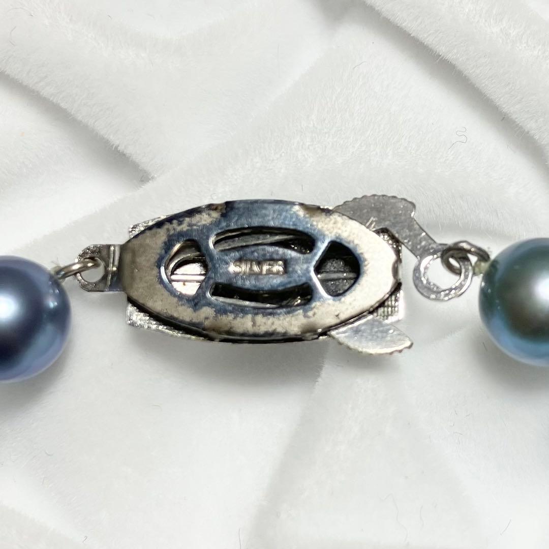 大珠 テリ強 アコヤ真珠 ブルー 7.5～8.5mm 44.5cm ネックレス