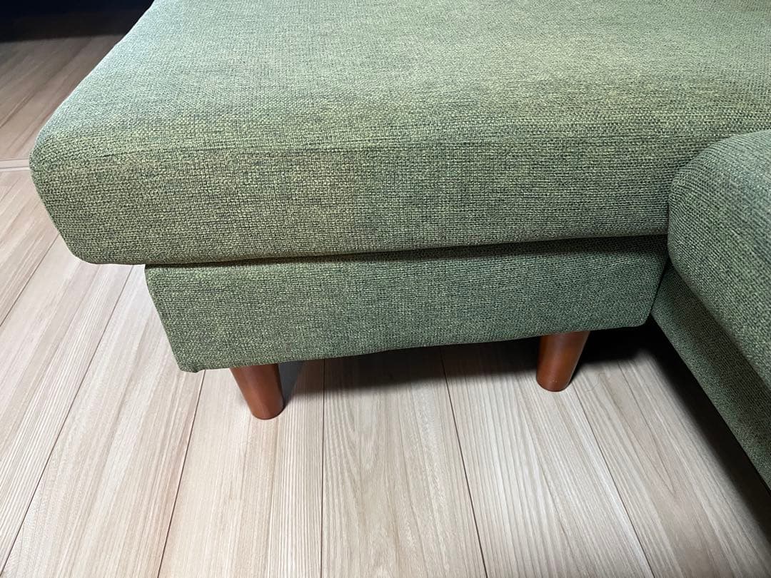 3人掛けカウチソファ グリーン