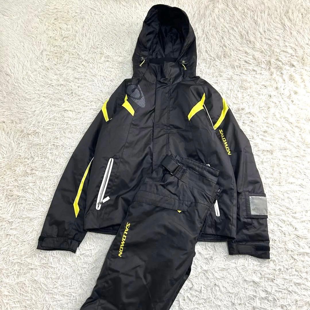 良品✨サロモン スキーウェア セットアップ L メンズ ロゴ刺繍 パーカー