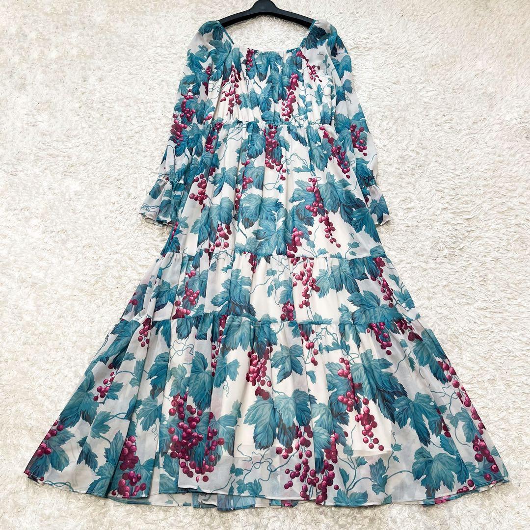 専用グレースコンチネンタル グレーププリントティアードワンピース ぶどう柄　38