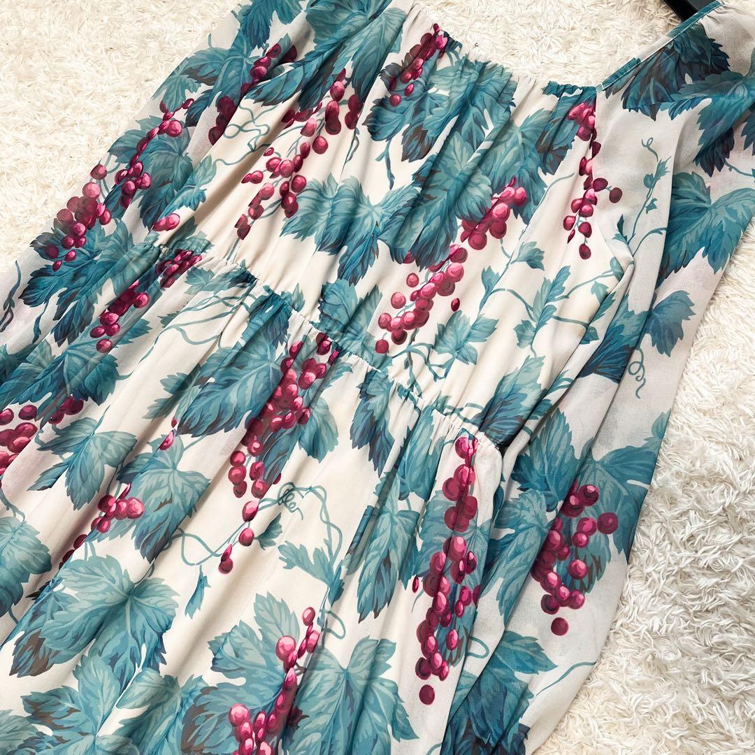 専用グレースコンチネンタル グレーププリントティアードワンピース ぶどう柄　38