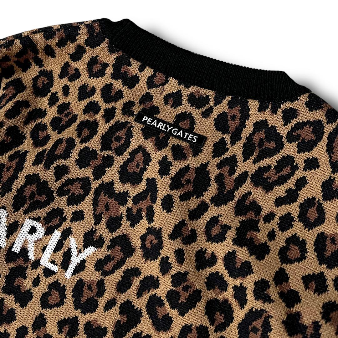 定価37,400 パーリーゲイツ レオパード ウール混ニットプルオーバー 日本製