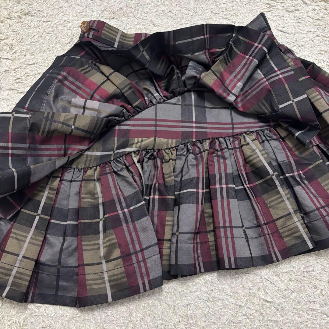 ヴィヴィアンウエストウッド　変形ミニスカート　ロゴボタン　チェック　ティアード