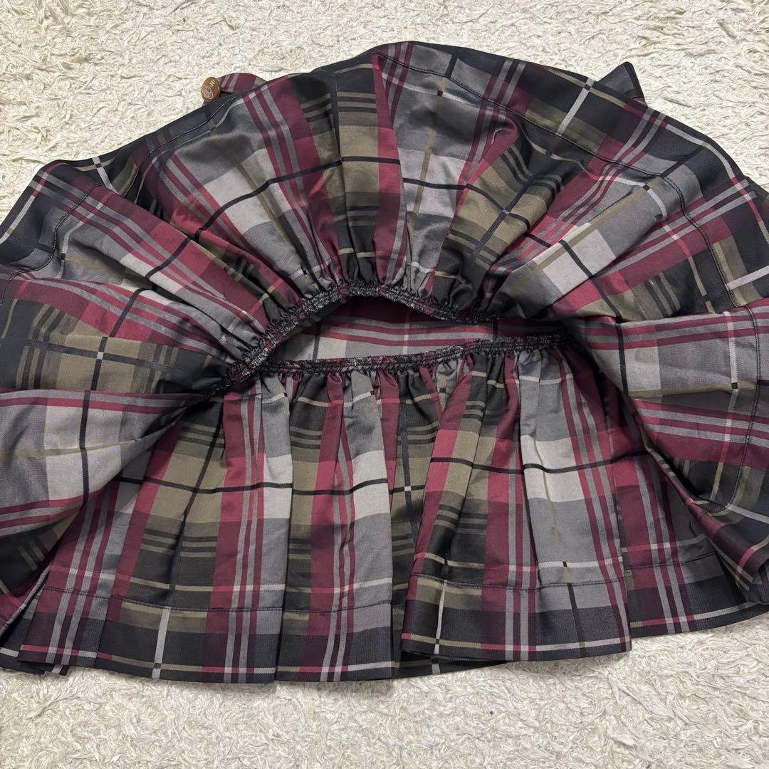 ヴィヴィアンウエストウッド　変形ミニスカート　ロゴボタン　チェック　ティアード
