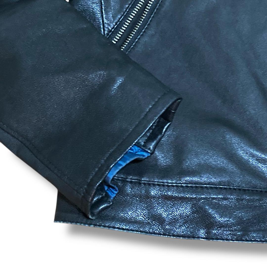 monkey time ブラックレザー シングルライダース L 花柄 やぎ革