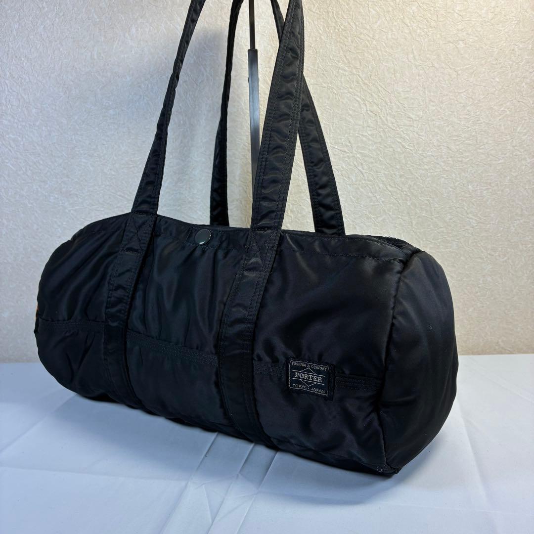 [極美品] PORTER タンカー ドラムバッグ ミニボストン 黒 ナイロン
