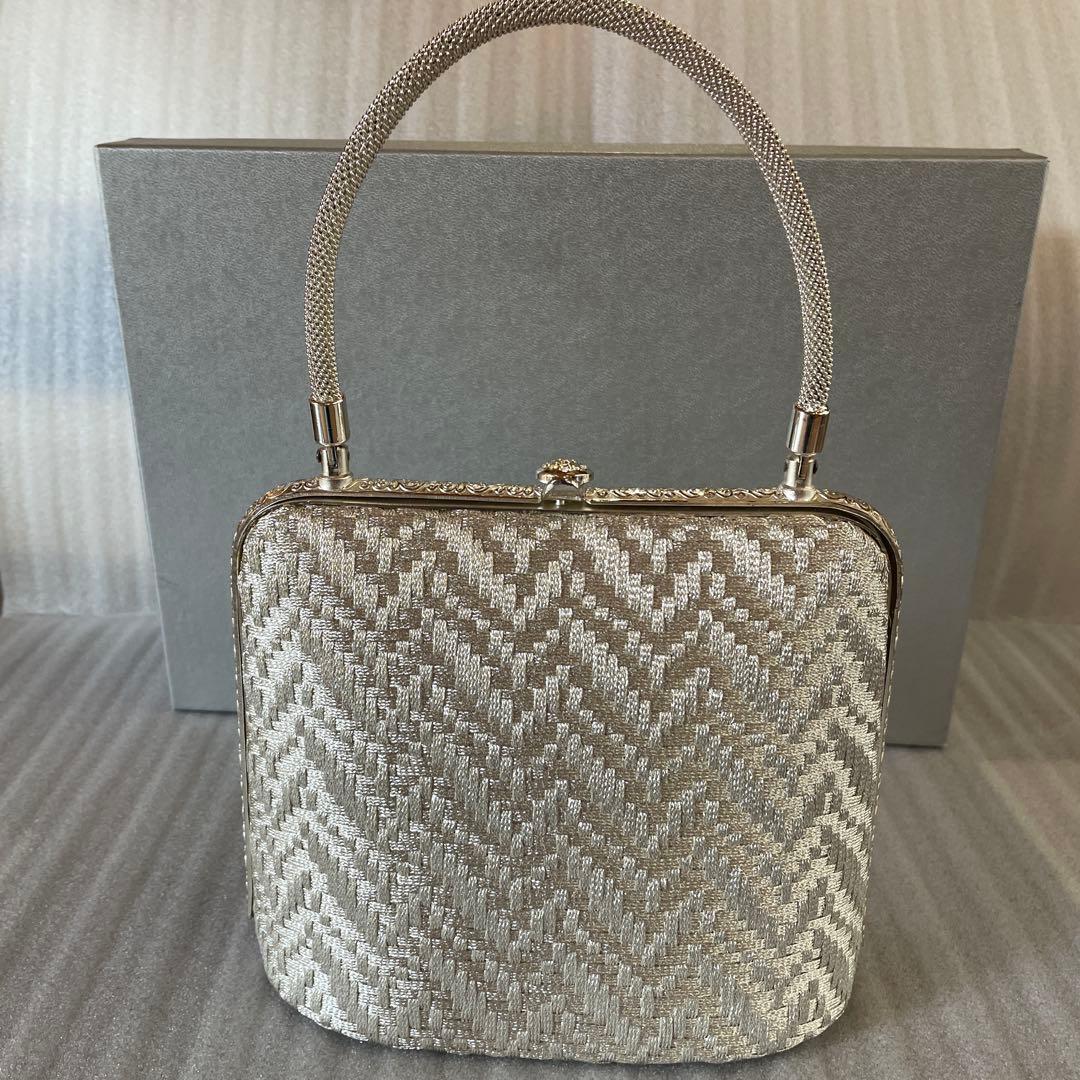 シルバー ジグザグパターン パーティーバッグ