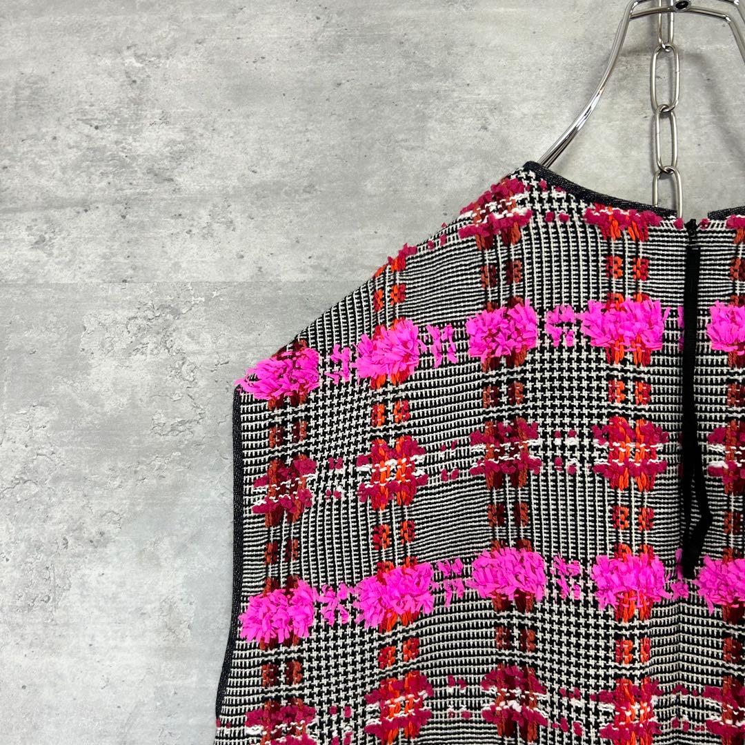 極美品　トゥモローランド　コレクション　LINTON フリル　ジレ　ツイード