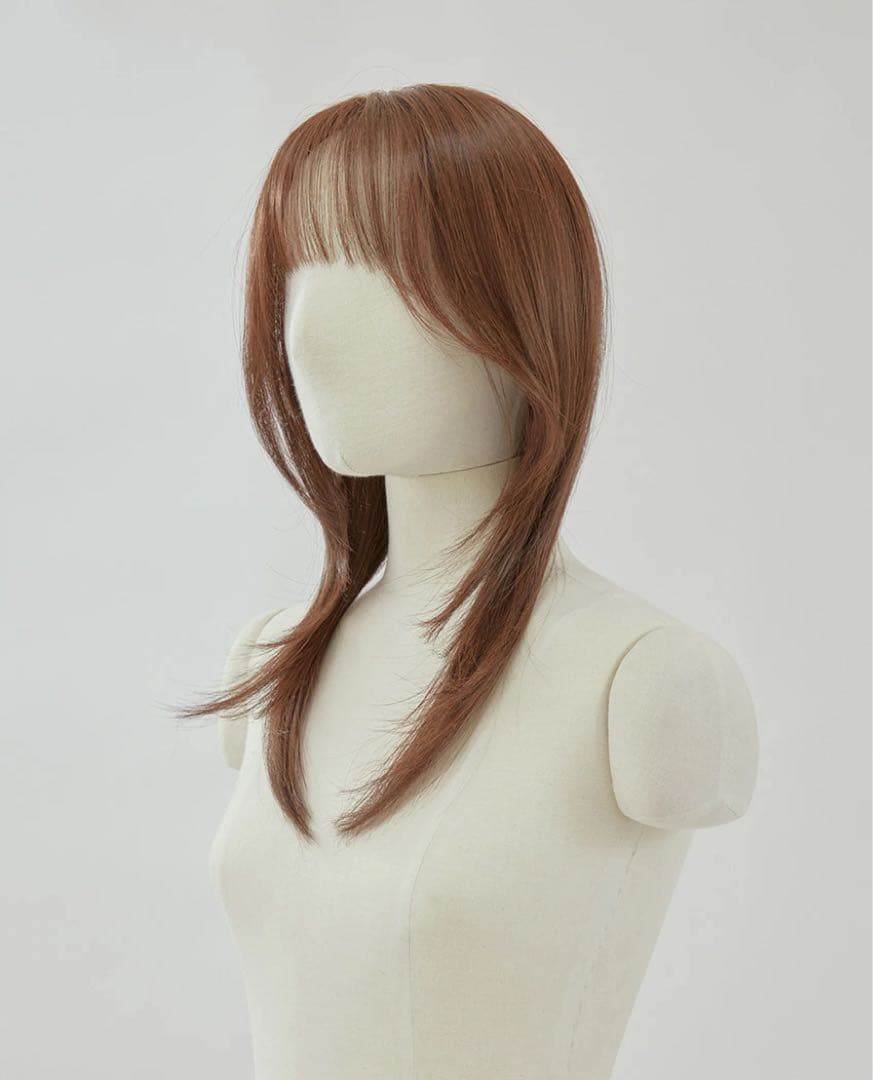 ピンクエイジ 手植えトップカバー)リアルスキン シースルーバング ゆるふわカール